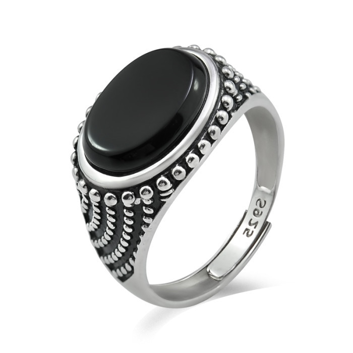 image Sudraba gredzens ar oniksu