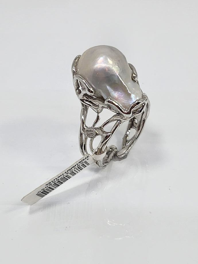 Sudraba gredzens ar pērle