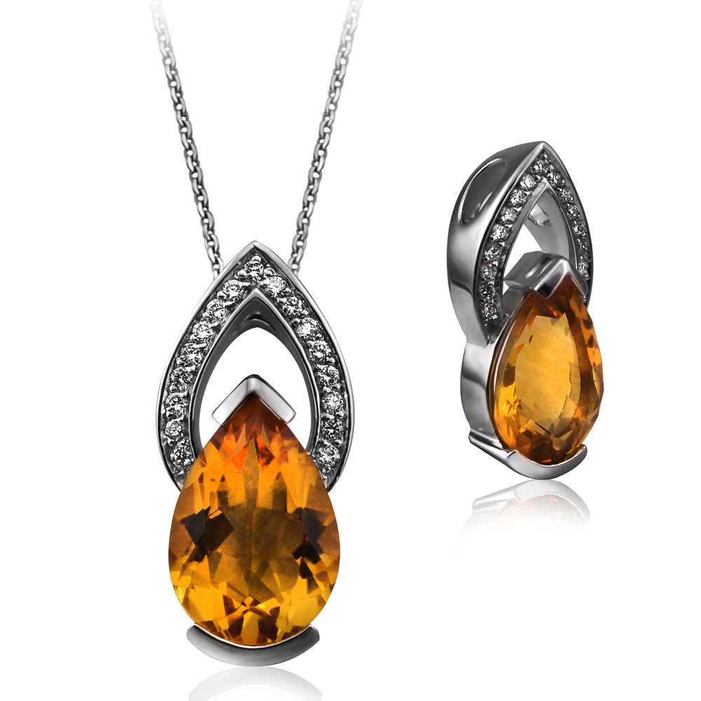 image Zelta kulons ar briljantiem un citrīnu